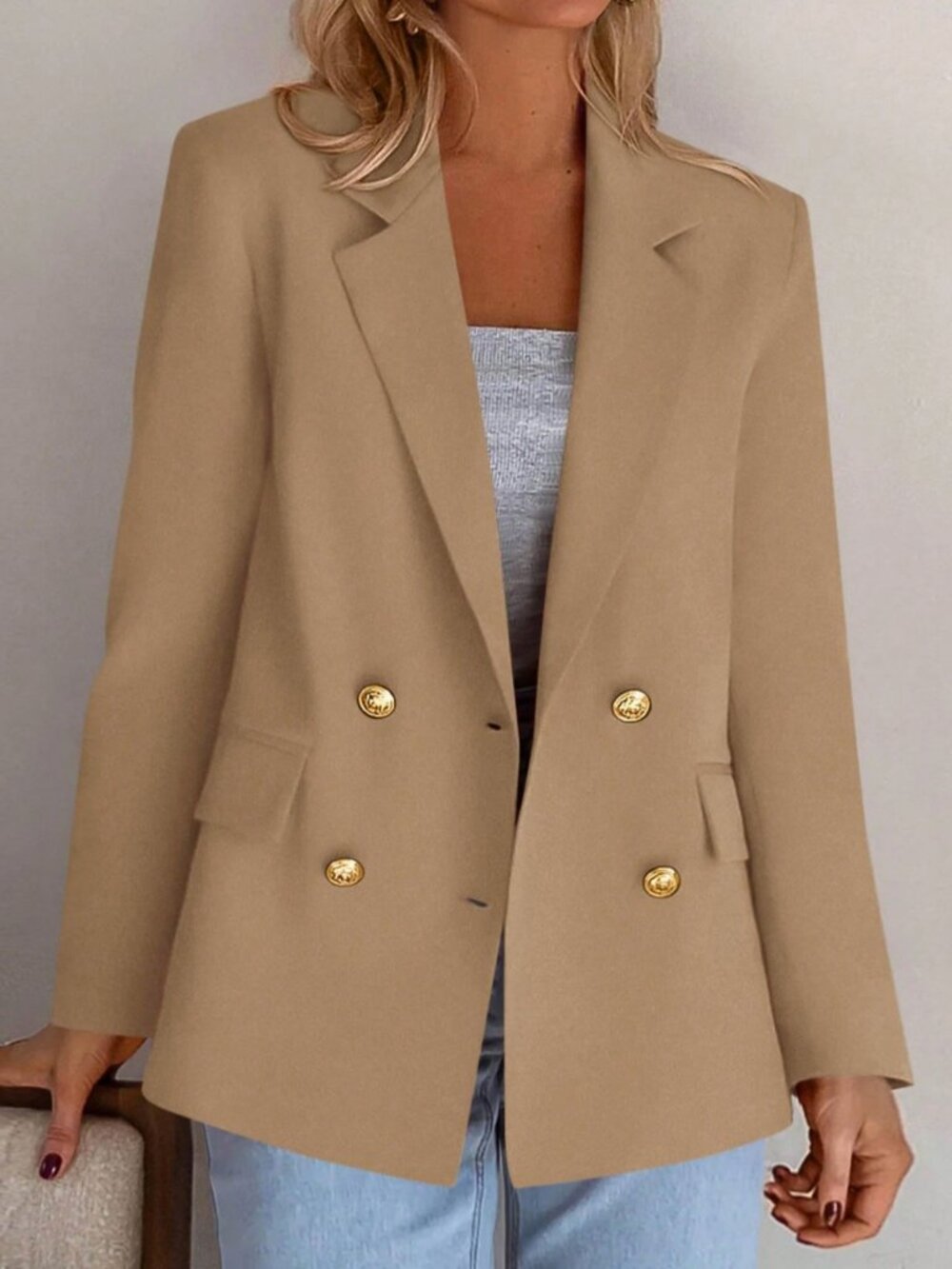 NWT Express Blazer Double-Breasted, Peak lapel, Gold Buttons, Tailored, XS